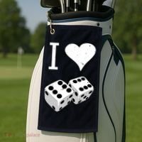 I Heart Dice Rolling Playing Betting Gambling Love Golf Towel thumb 2