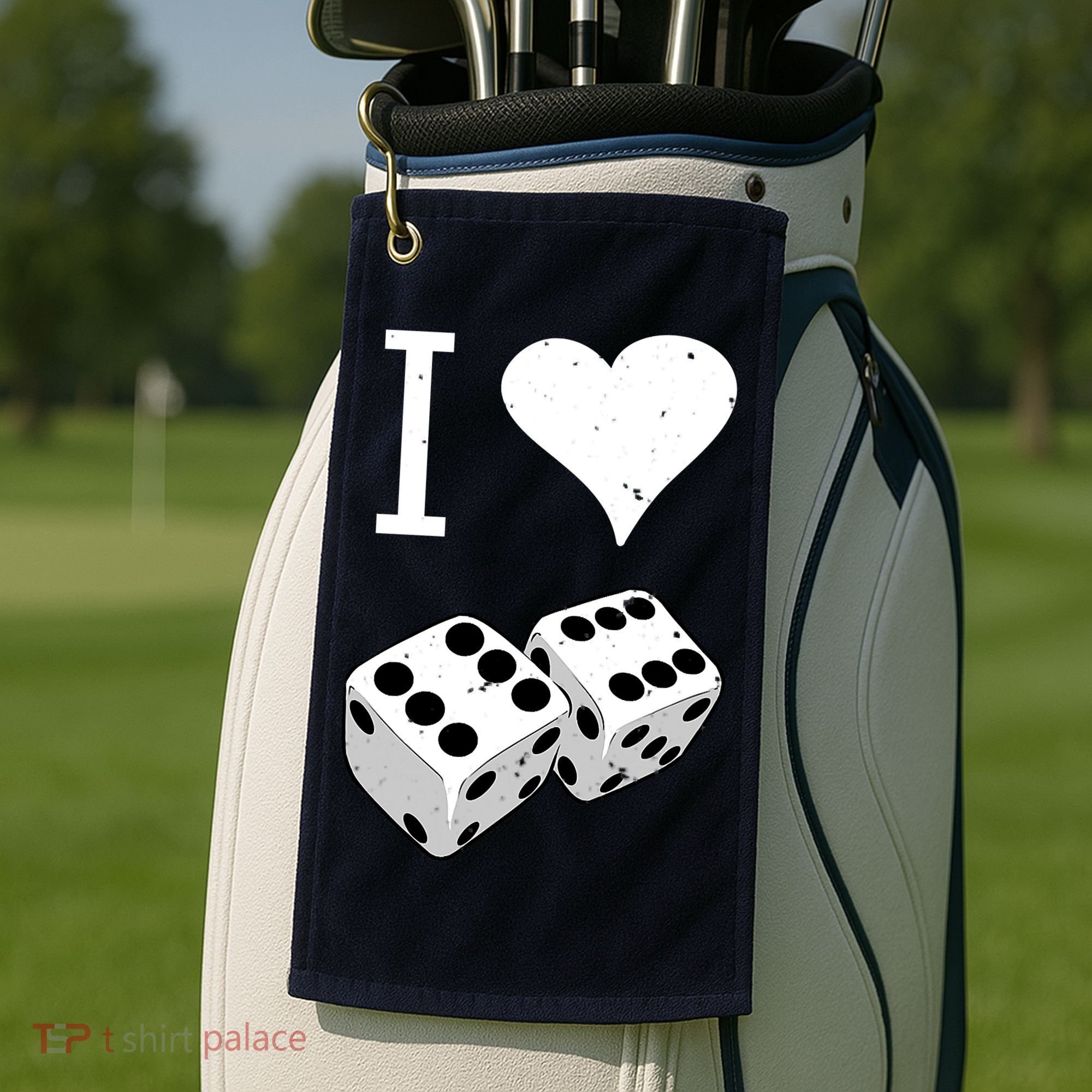 I Heart Dice Rolling Playing Betting Gambling Love Golf Towel