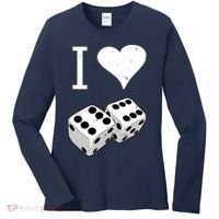 I Heart Dice Rolling Playing Betting Gambling Love Women's Long Sleeve Shirt thumb 0