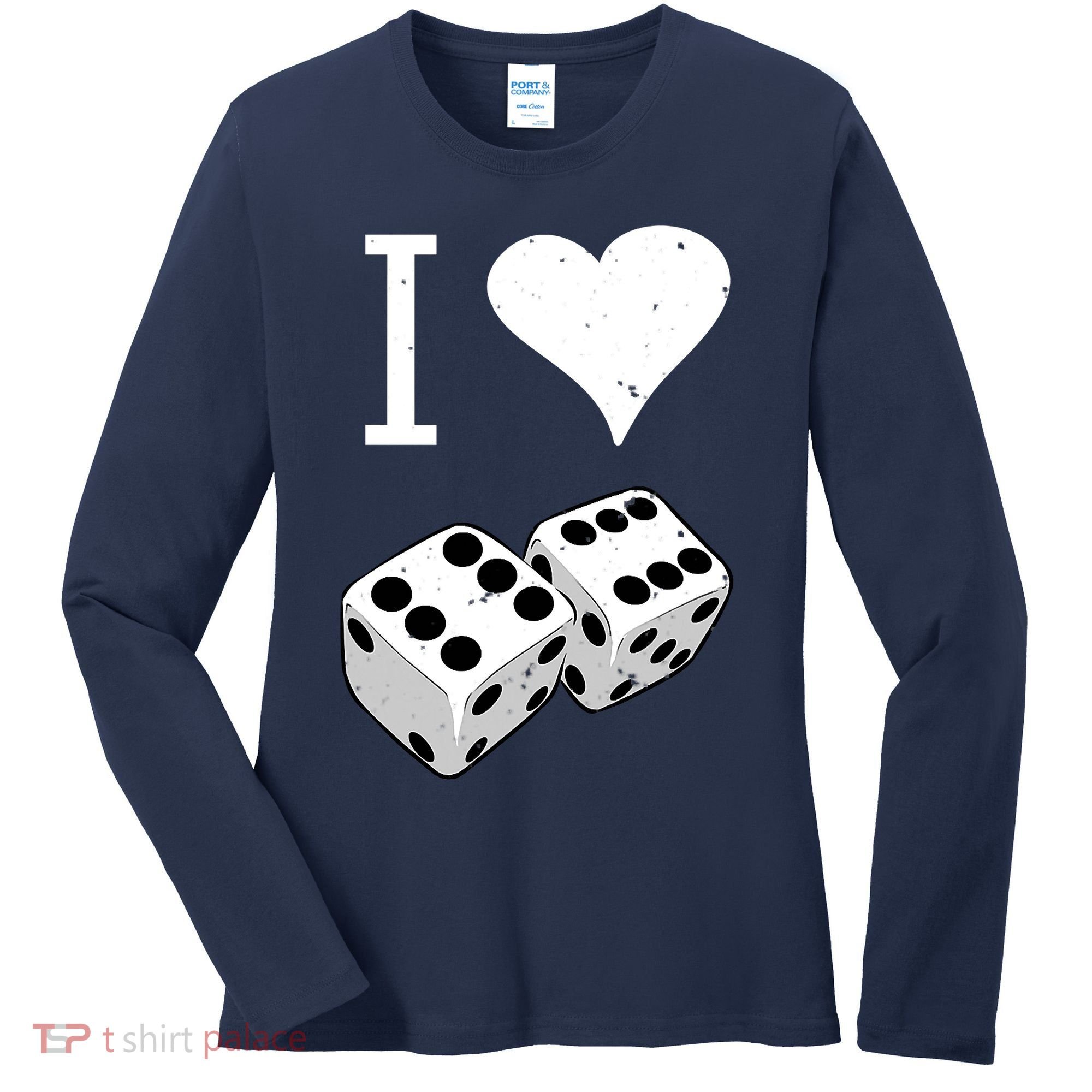 I Heart Dice Rolling Playing Betting Gambling Love Women's Long Sleeve Shirt