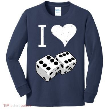 I Heart Dice Rolling Playing Betting Gambling Love Kids Long Sleeve Shirt