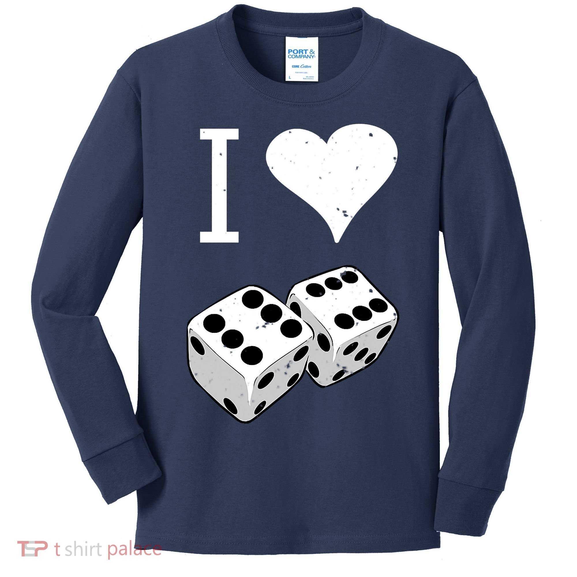I Heart Dice Rolling Playing Betting Gambling Love Kids Long Sleeve Shirt