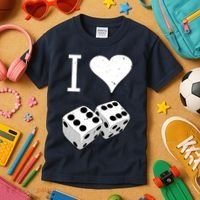 I Heart Dice Rolling Playing Betting Gambling Love Kids T-Shirt thumb 3