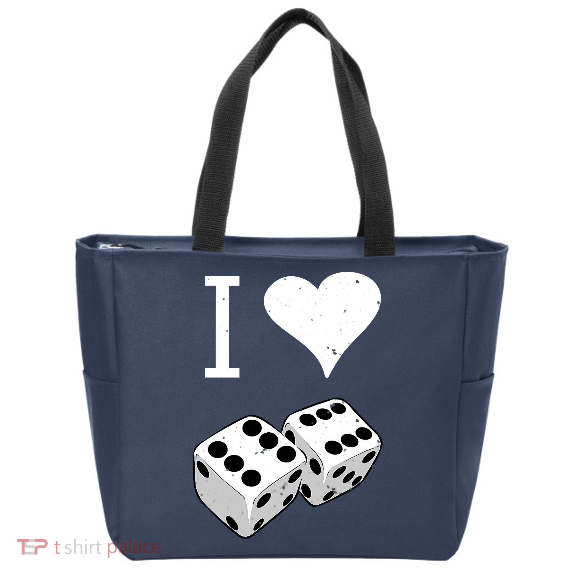 I Heart Dice Rolling Playing Betting Gambling Love Tote Bag
