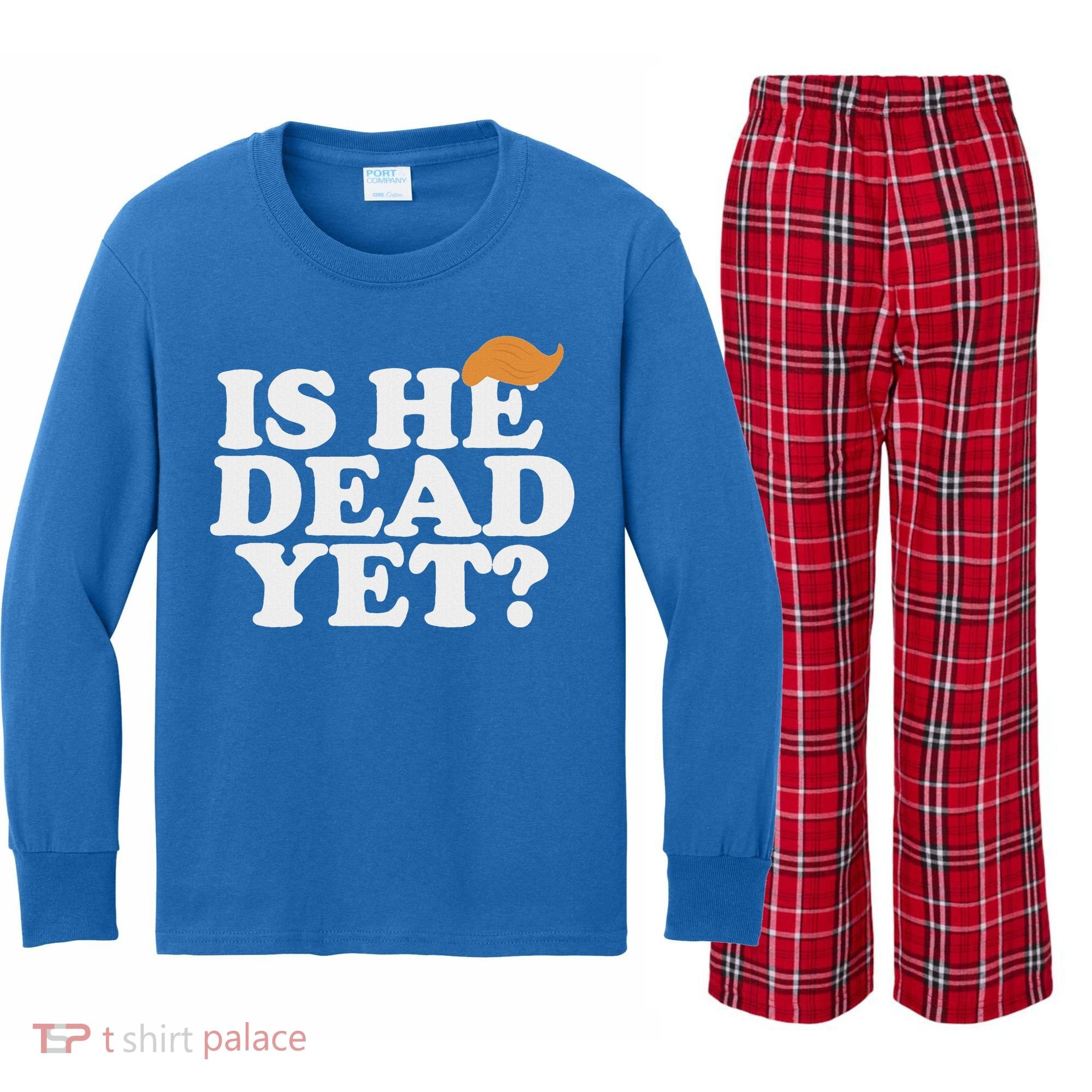 Is He Dead Yet Bold Kids Long Sleeve Plaid Pajama Set