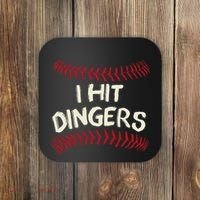 I Hit Dingers Baseball Softball Coaster thumb 0