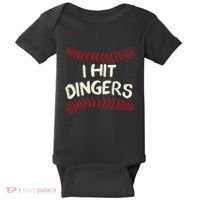 I Hit Dingers Baseball Softball Baby Bodysuit thumb 0