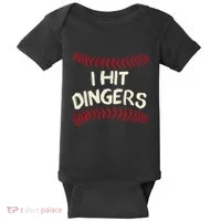 I Hit Dingers Baseball Softball Baby Bodysuit thumb 0