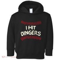 I Hit Dingers Baseball Softball Toddler Hoodie thumb 0