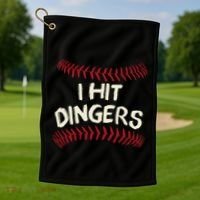 I Hit Dingers Baseball Softball Golf Towel thumb 1