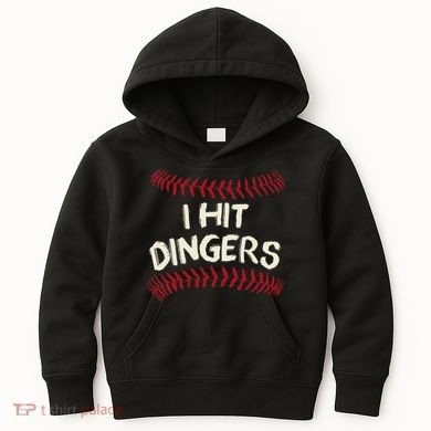 I Hit Dingers Baseball Softball Kids Hoodie