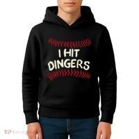 I Hit Dingers Baseball Softball Kids Hoodie thumb 4