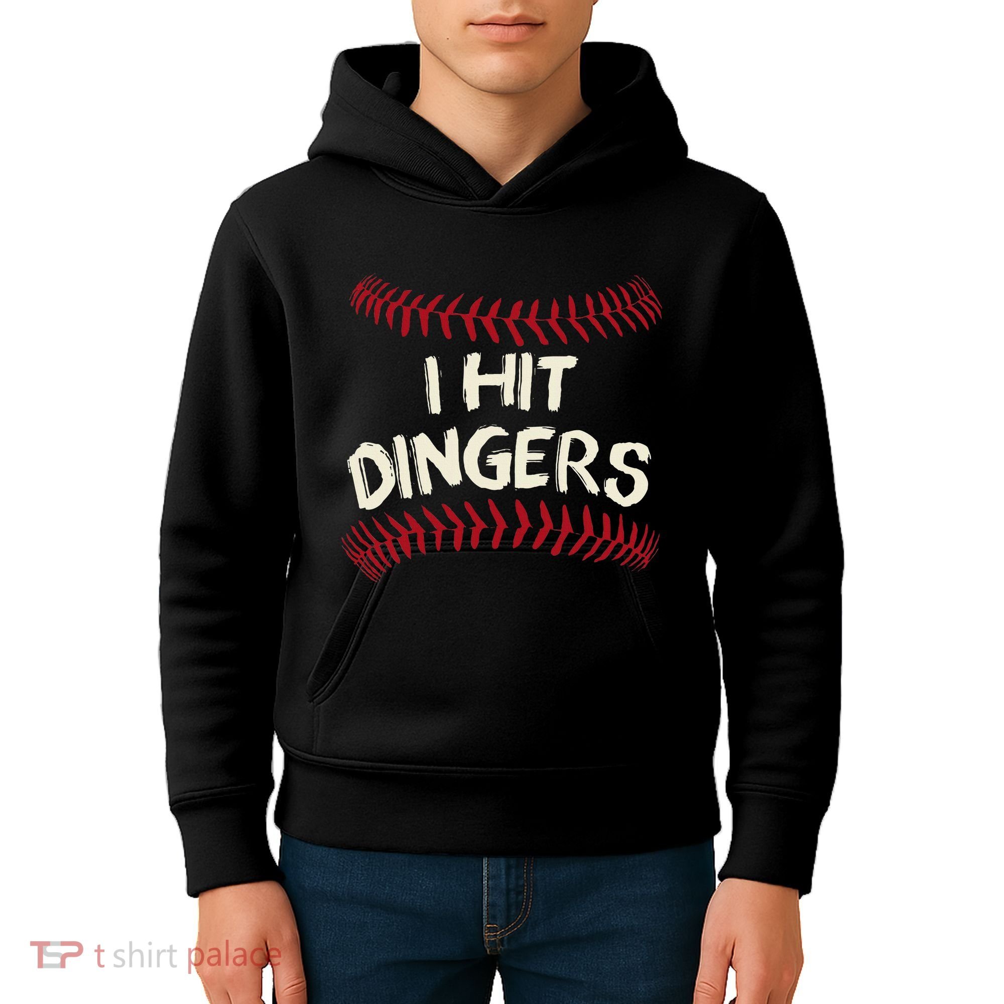 I Hit Dingers Baseball Softball Kids Hoodie