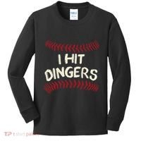 I Hit Dingers Baseball Softball Kids Long Sleeve Shirt thumb 0