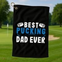 Ice Hockey Dad Best Pucking Dad Gift Golf Towel thumb 1