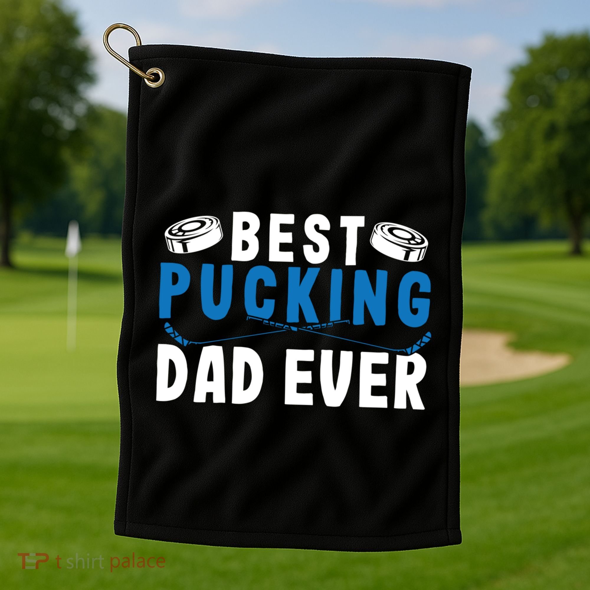 Ice Hockey Dad Best Pucking Dad Gift Golf Towel