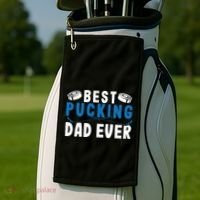 Ice Hockey Dad Best Pucking Dad Gift Golf Towel thumb 2