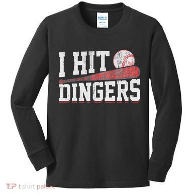 I Hit Dingers Kids Long Sleeve Shirt