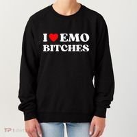 I Heart Emo Bitches Funny Quote Red Heart Emo Girl Style Women's Sweatshirt thumb 0