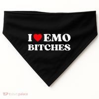 I Heart Emo Bitches Funny Quote Red Heart Emo Girl Style USA-Made Doggie Bandana thumb 0