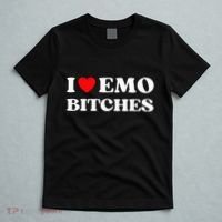 I Heart Emo Bitches Funny Quote Red Heart Emo Girl Style T-Shirt thumb 5