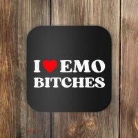 I Heart Emo Bitches Funny Quote Red Heart Emo Girl Style Coaster thumb 0