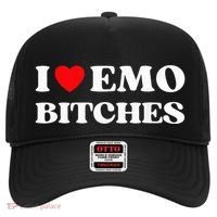 I Heart Emo Bitches Funny Quote Red Heart Emo Girl Style Hat thumb 0