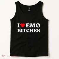 I Heart Emo Bitches Funny Quote Red Heart Emo Girl Style Tank Top thumb 2