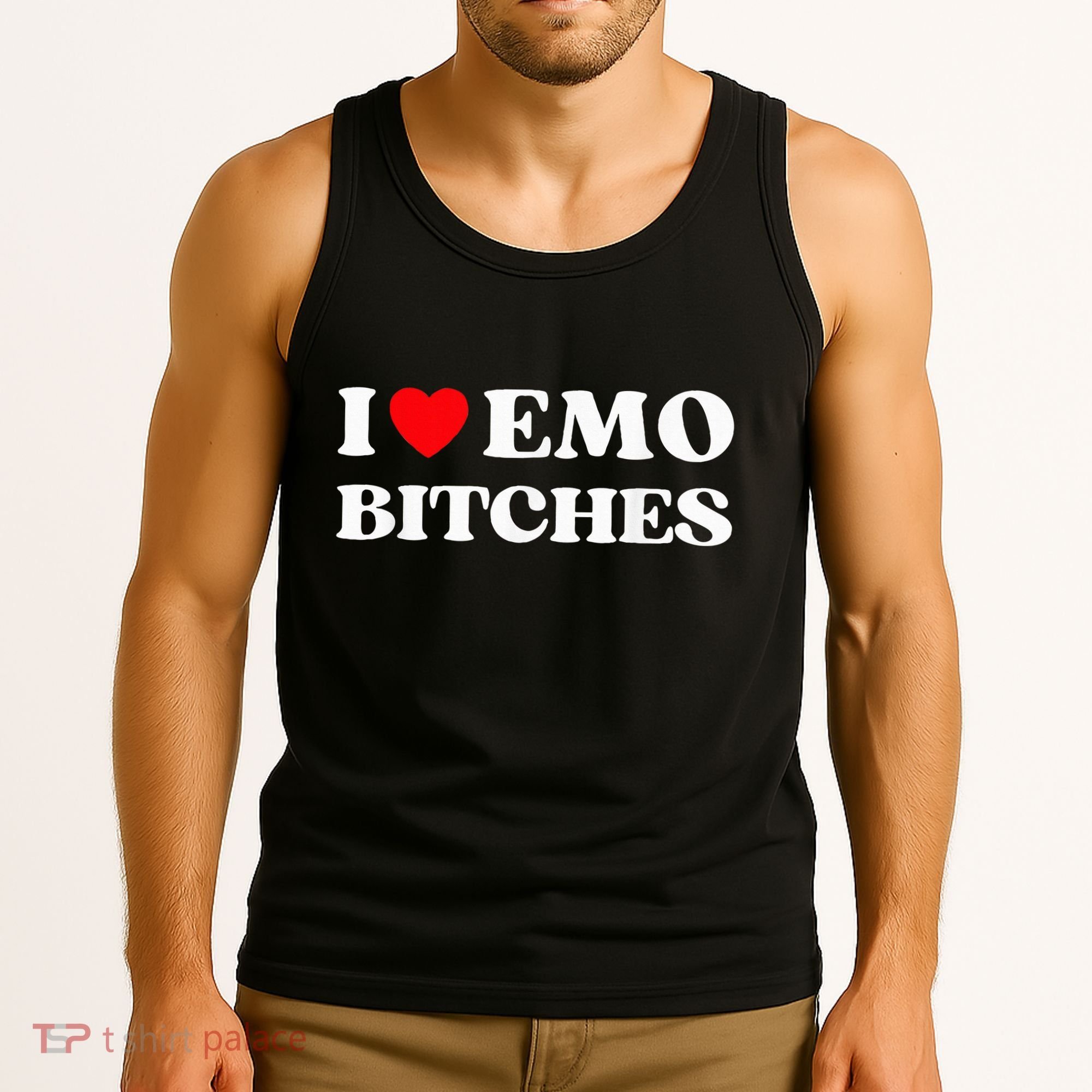 I Heart Emo Bitches Funny Quote Red Heart Emo Girl Style Tank Top