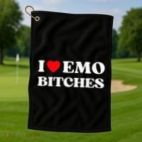 I Heart Emo Bitches Funny Quote Red Heart Emo Girl Style Golf Towel thumb 1
