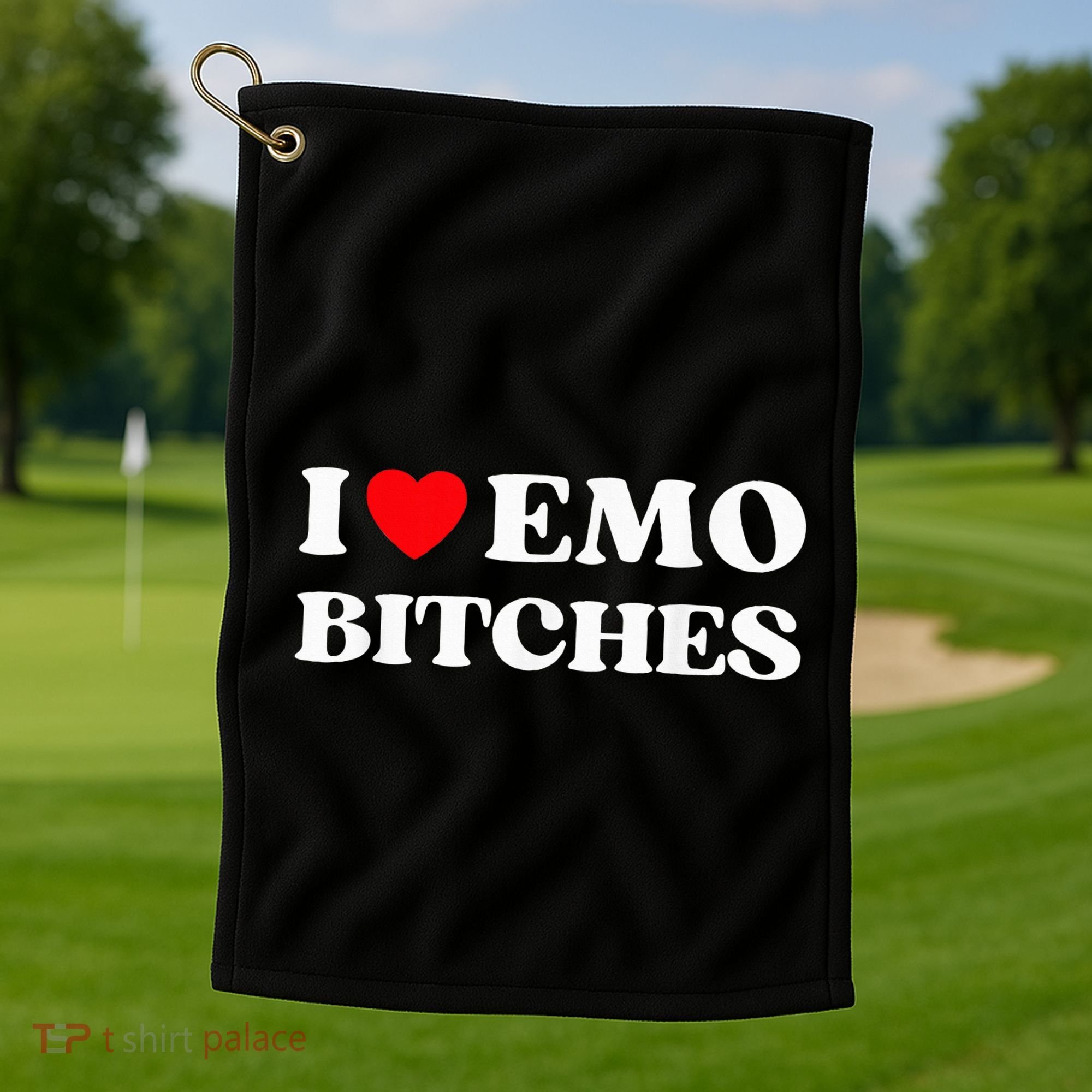 I Heart Emo Bitches Funny Quote Red Heart Emo Girl Style Golf Towel