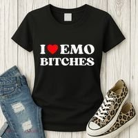 I Heart Emo Bitches Funny Quote Red Heart Emo Girl Style Women's T-Shirt thumb 3