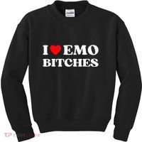 I Heart Emo Bitches Funny Quote Red Heart Emo Girl Style Kids Sweatshirt thumb 0