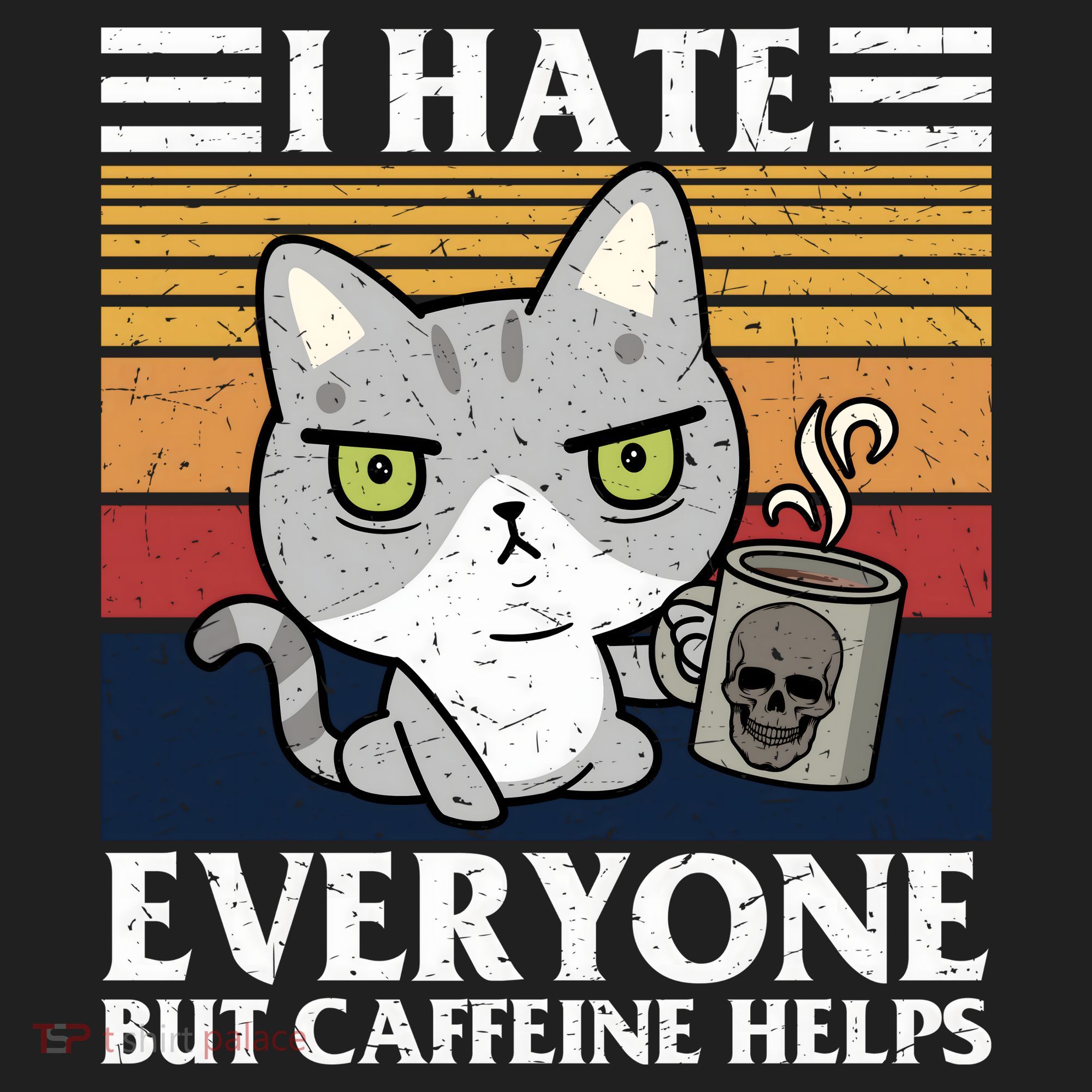 I Hate Everyone But Caffeine Helps Funny Cat Beanie