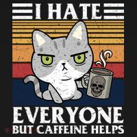 I Hate Everyone But Caffeine Helps Funny Cat Pajama Set thumb 2