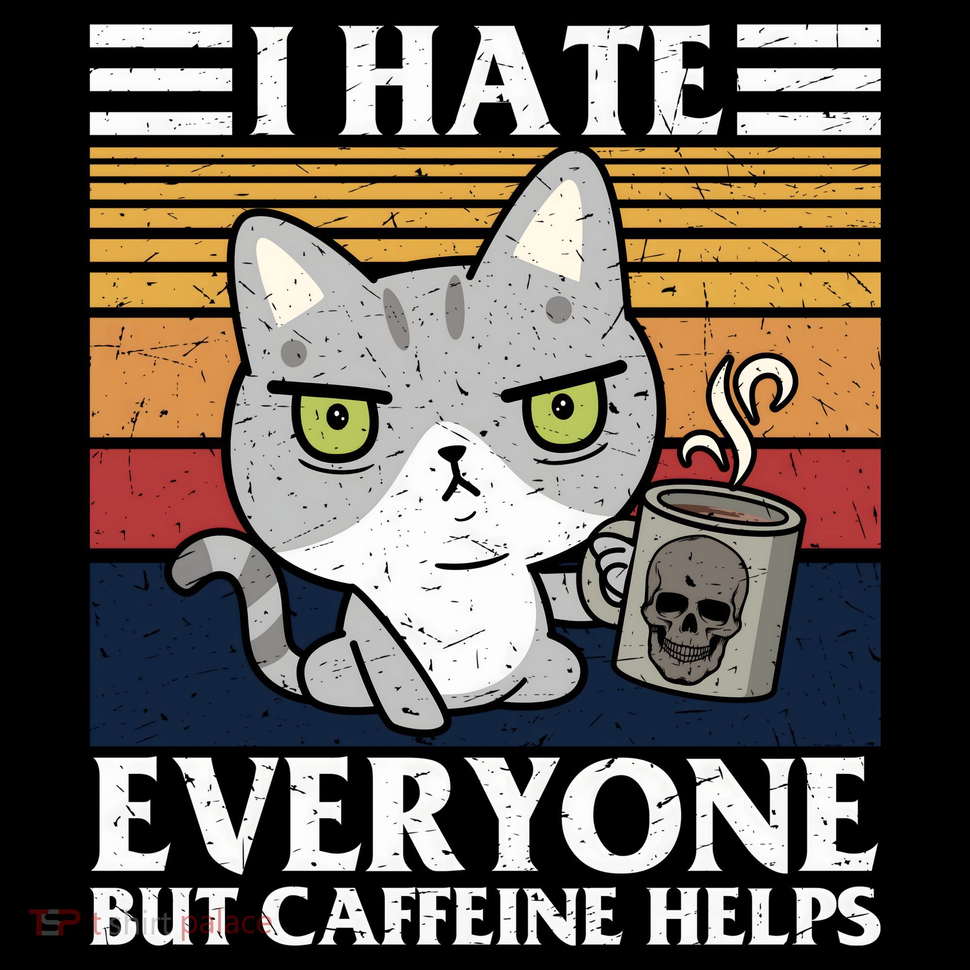 I Hate Everyone But Caffeine Helps Funny Cat Women's Hoodie