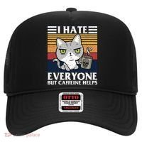 I Hate Everyone But Caffeine Helps Funny Cat Hat thumb 0