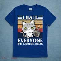 I Hate Everyone But Caffeine Helps Funny Cat T-Shirt thumb 5