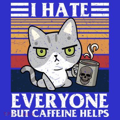 I Hate Everyone But Caffeine Helps Funny Cat Women's Flannel Pajama Set