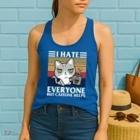 I Hate Everyone But Caffeine Helps Funny Cat Women's Tank Top thumb 2