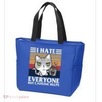 I Hate Everyone But Caffeine Helps Funny Cat Tote Bag thumb 3