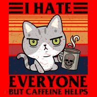 I Hate Everyone But Caffeine Helps Funny Cat Santa Hat thumb 1
