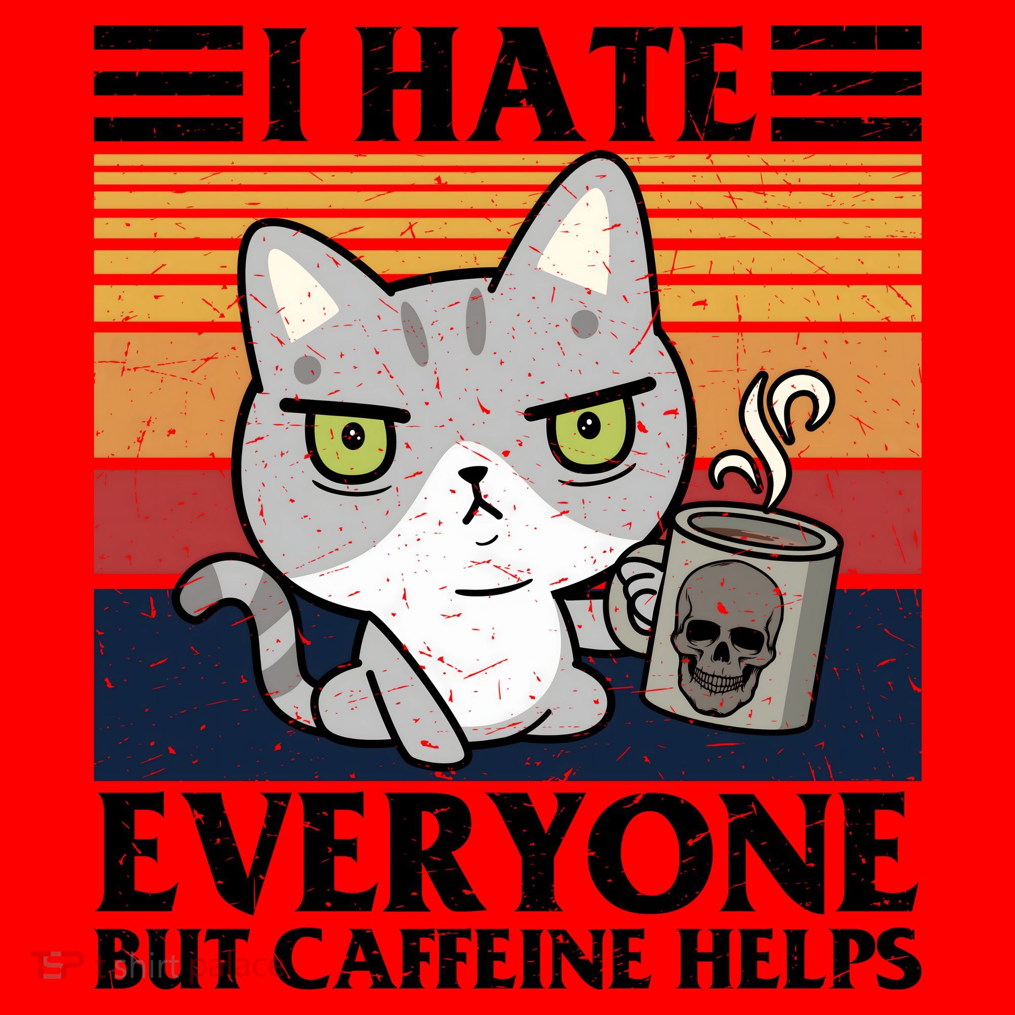 I Hate Everyone But Caffeine Helps Funny Cat Santa Hat