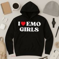 I Heart Emo Funny Quote Red Heart Emo Girl Style Hoodie thumb 3