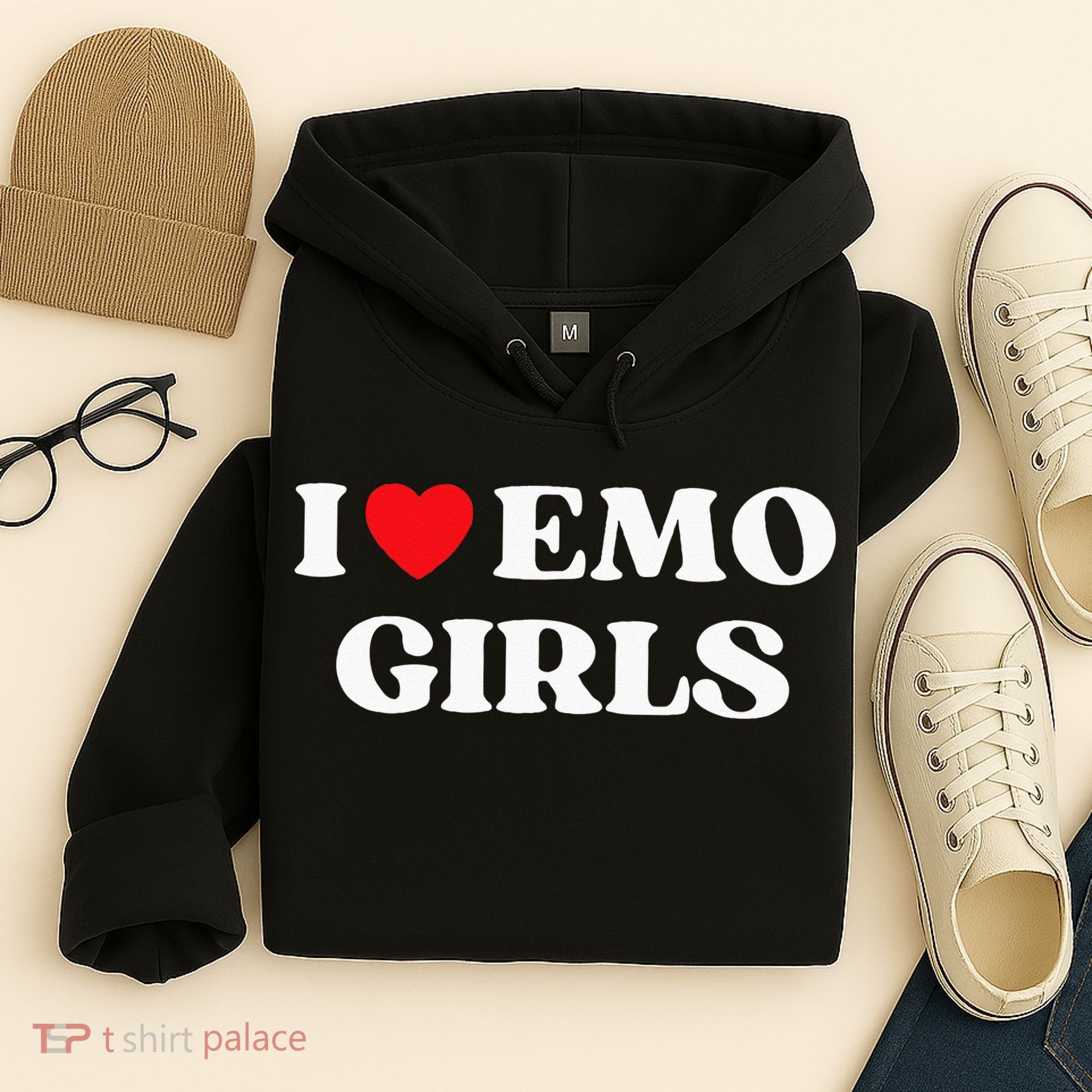 I Heart Emo Funny Quote Red Heart Emo Girl Style Hoodie