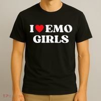I Heart Emo Funny Quote Red Heart Emo Girl Style T-Shirt thumb 3