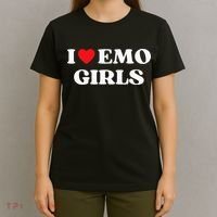 I Heart Emo Funny Quote Red Heart Emo Girl Style T-Shirt thumb 4