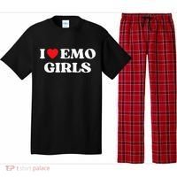 I Heart Emo Funny Quote Red Heart Emo Girl Style Pajama Set thumb 0