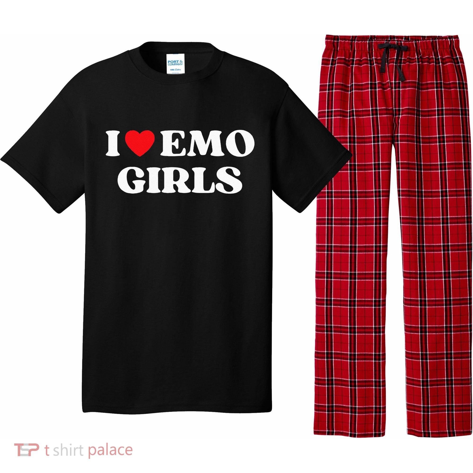 I Heart Emo Funny Quote Red Heart Emo Girl Style Pajama Set