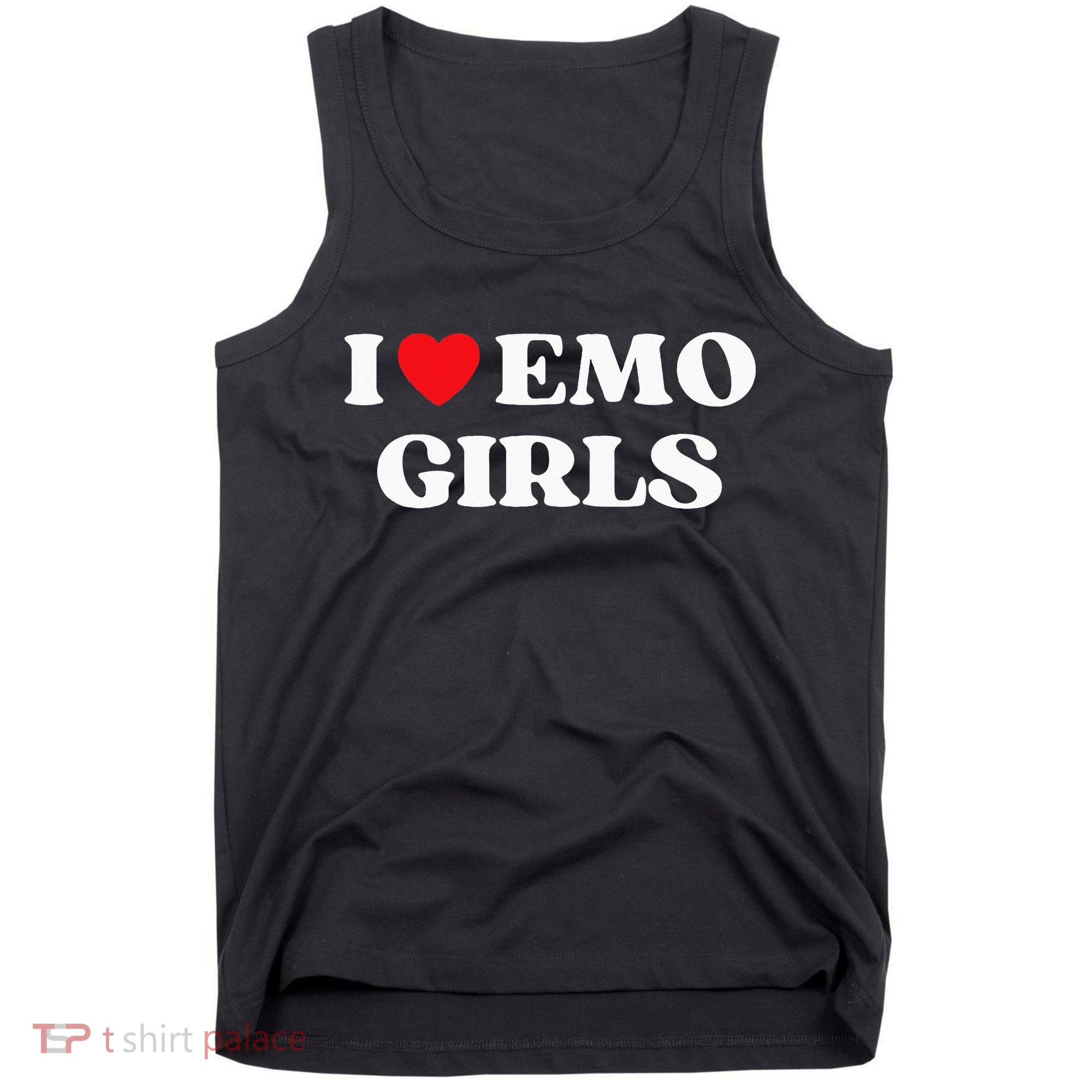 I Heart Emo Funny Quote Red Heart Emo Girl Style Tank Top